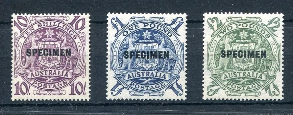 1949/50 Arms set of 3 ovptd "SPECIMEN". MUH with ... Image 1++