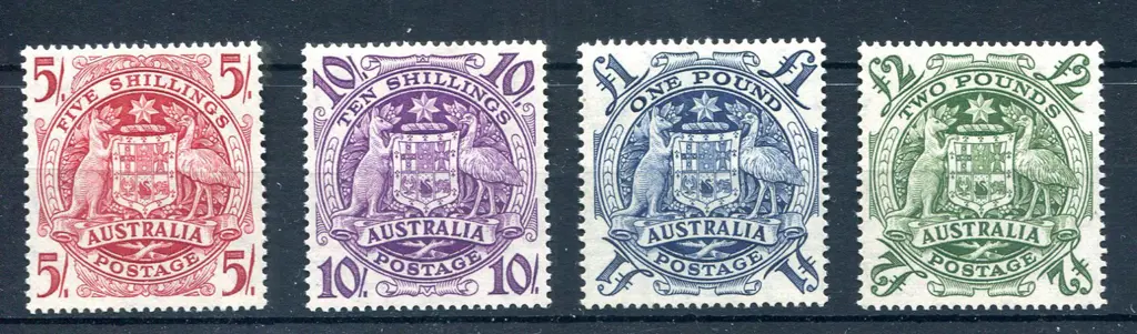1949/50 Arms set of 4 to £2 as above. SG 224a/d Image 1++