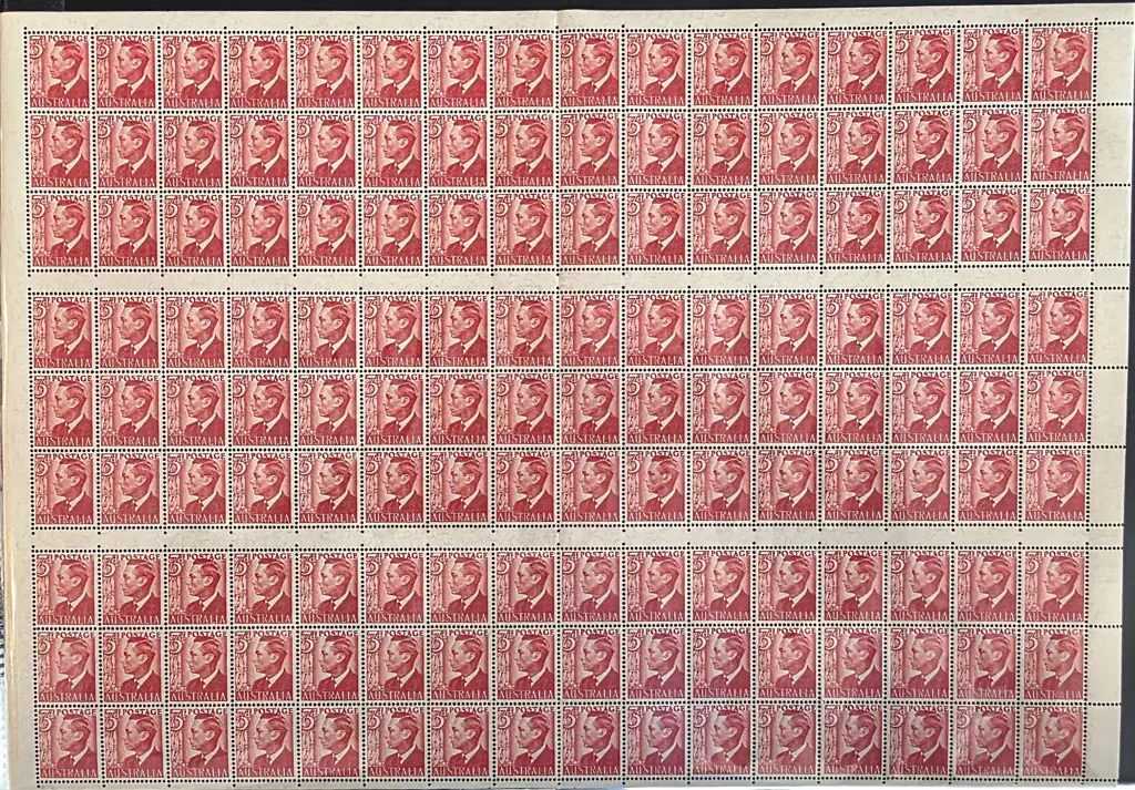 1951 3d scarlet KGVI complete sheet of booklet ... Image 1++