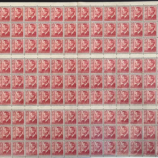 1951 3d scarlet KGVI complete sheet of booklet ...