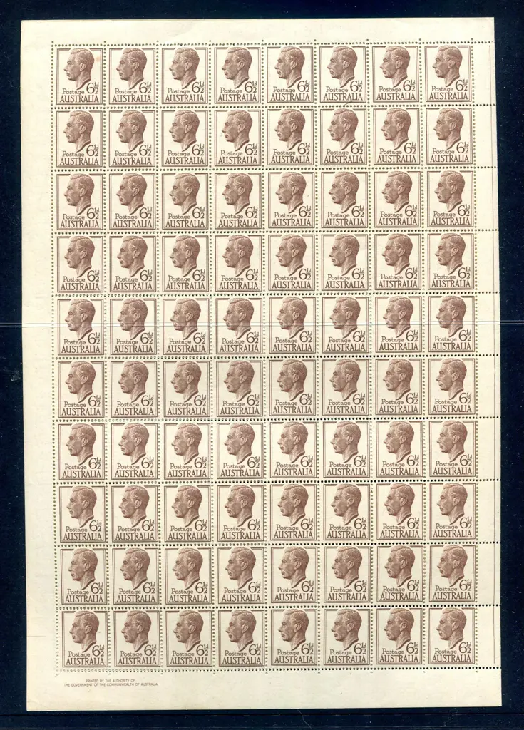 1952 6½d brown KGVI in complete sheet of 160 with ... Image 1++