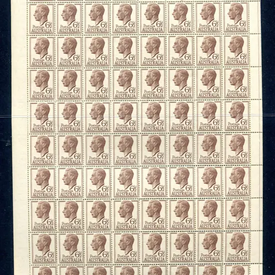 1952 6½d brown KGVI in complete sheet of 160 with ...