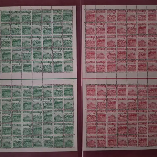 1953 3d & 3½d Produce Food in complete sheets of ...