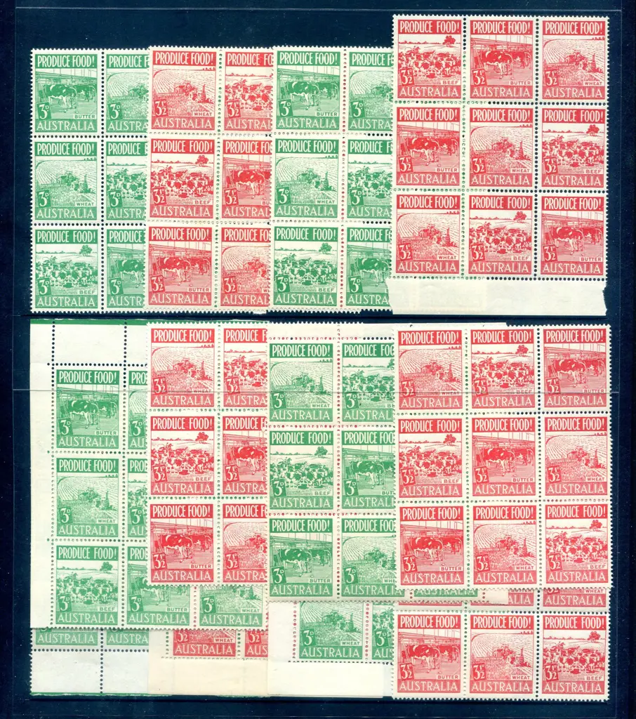 1953 Produce Food blocks of 9 x 6 of both vals. ... Image 1++