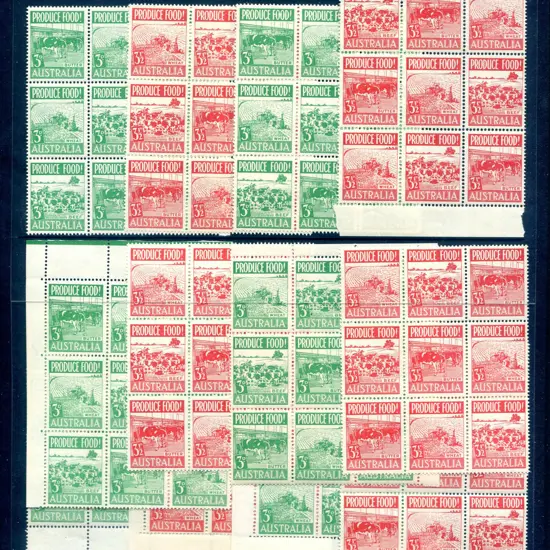 1953 Produce Food blocks of 9 x 6 of both vals. ...