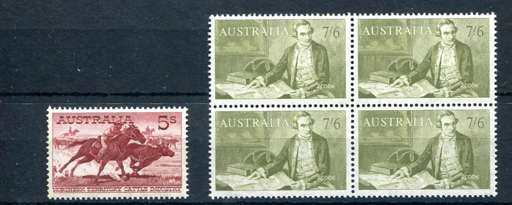 1961 5/- Cattle in bright brown-red shade on white ... Image 1++