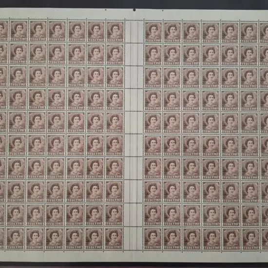 1962 2d reddish brown QEII in complete sheet of ...