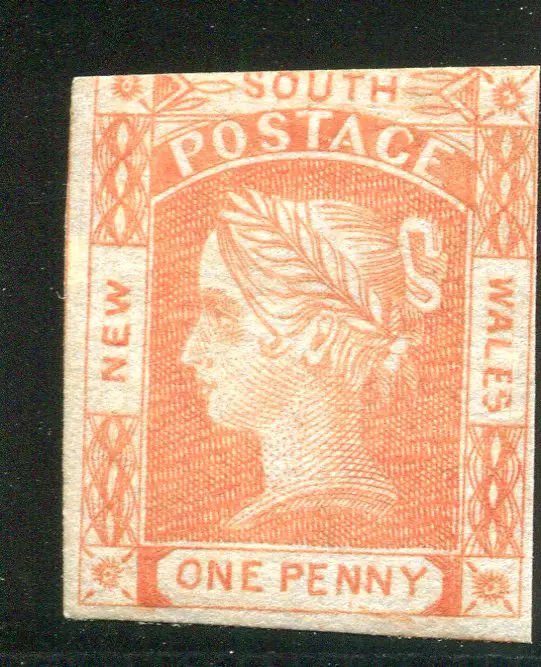 1851 1d vermilion laureate on bluish paper with 3 ... Image 1++
