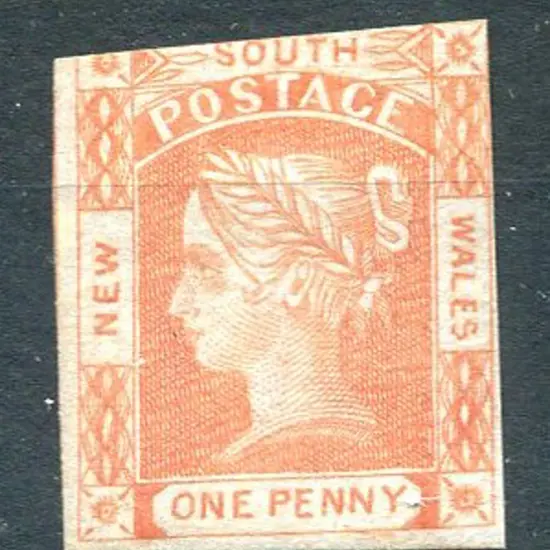 1851 1d vermilion laureate on bluish paper with 3 ...