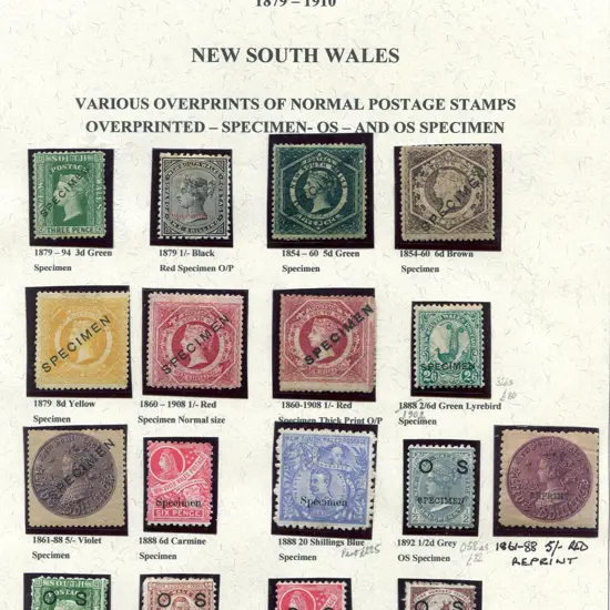 1854-1888 "SPECIMEN" or "Specimen" ovpts on ...