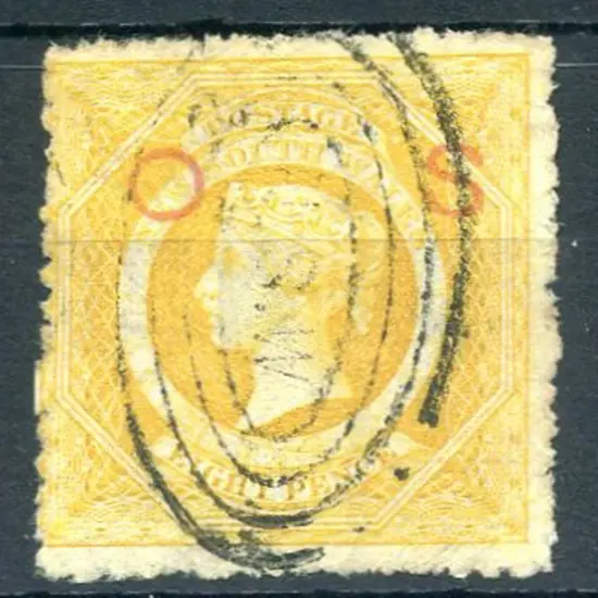 1879/85 8d yellow ovptd "OS" ovpt in red. Fine ...