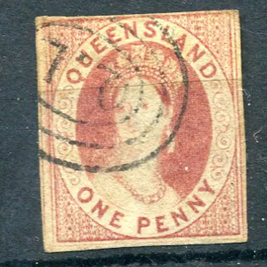 1860 1d carmine-rose with 2 very good margins, ...