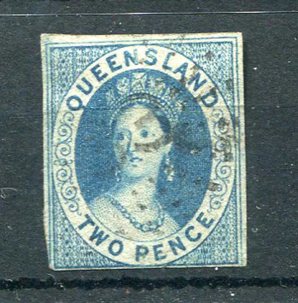 1860 2d blue with 4 good to close margins. Lightly ... Image 1++