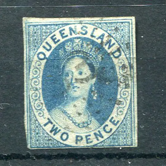 1860 2d blue with 4 good to close margins. Lightly ...