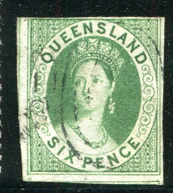 1861 6d green with 3 good to large margins, top ... Image 1++