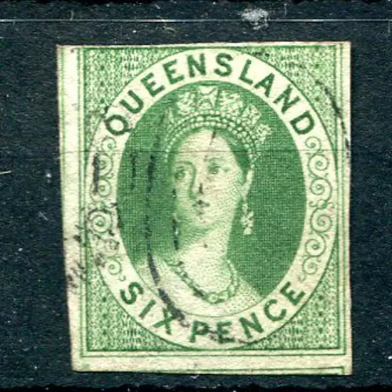 1861 6d green with 3 good to large margins, top ...