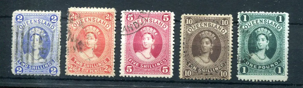 1862/95 2/- to £1 large Chalon high vals set of 5 ... Image 1++