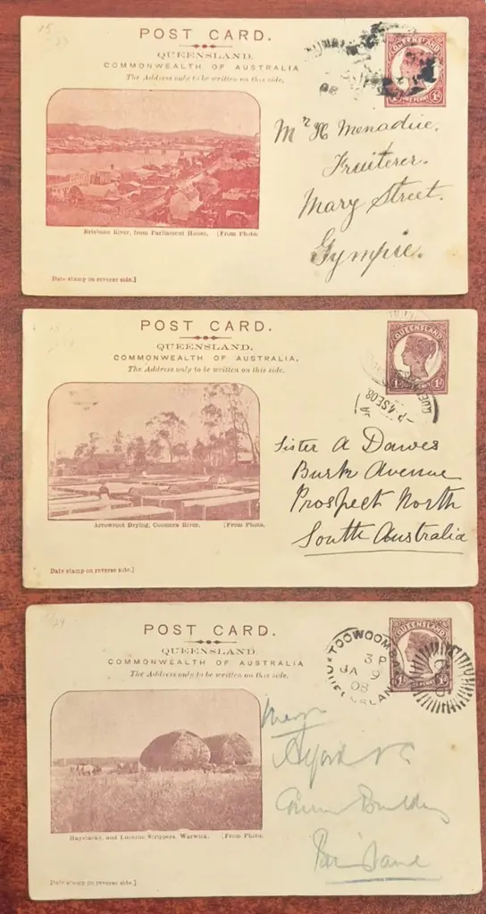 1908 1d QV Post Cards for "Arrowroot Drying, ... Image 1++