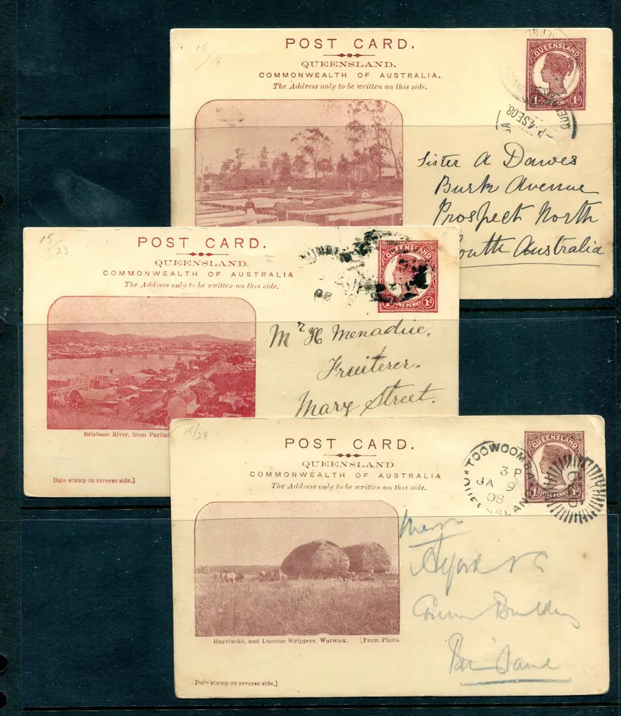 1908 1d QV Post Cards for "Arrowroot Drying, ... Image 1++