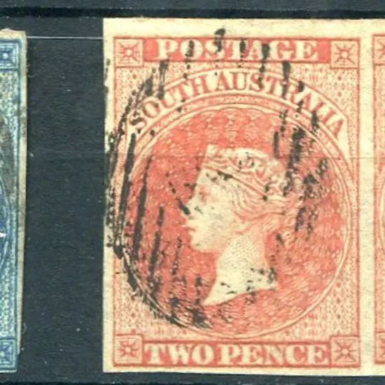 1855 6d deep blue with 3 margins used & 1856/58 2d ...