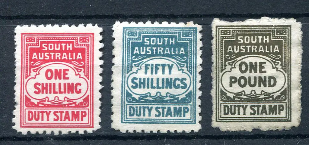 1916 1/-, 50/- & £1 "Duty Stamps" in different ... Image 1++