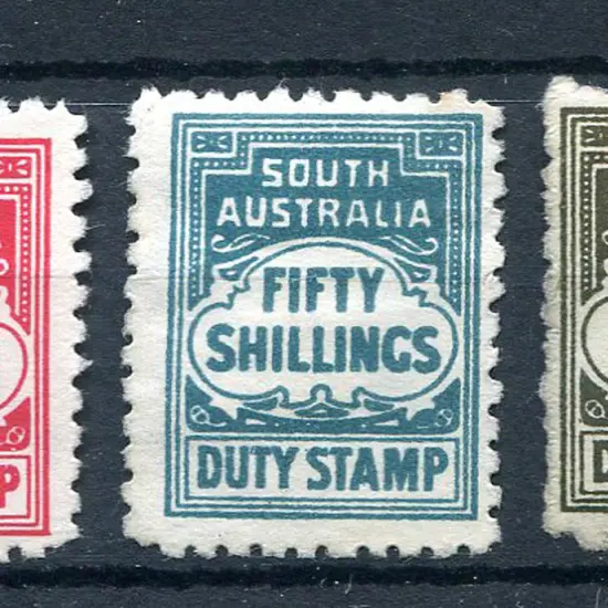 1916 1/-, 50/- & £1 "Duty Stamps" in different ...
