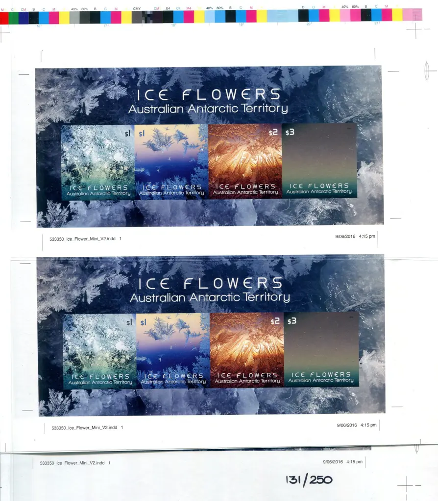 2016 Ice Flowers imperforate M/S's x 5 vert pairs, ... Image 1++