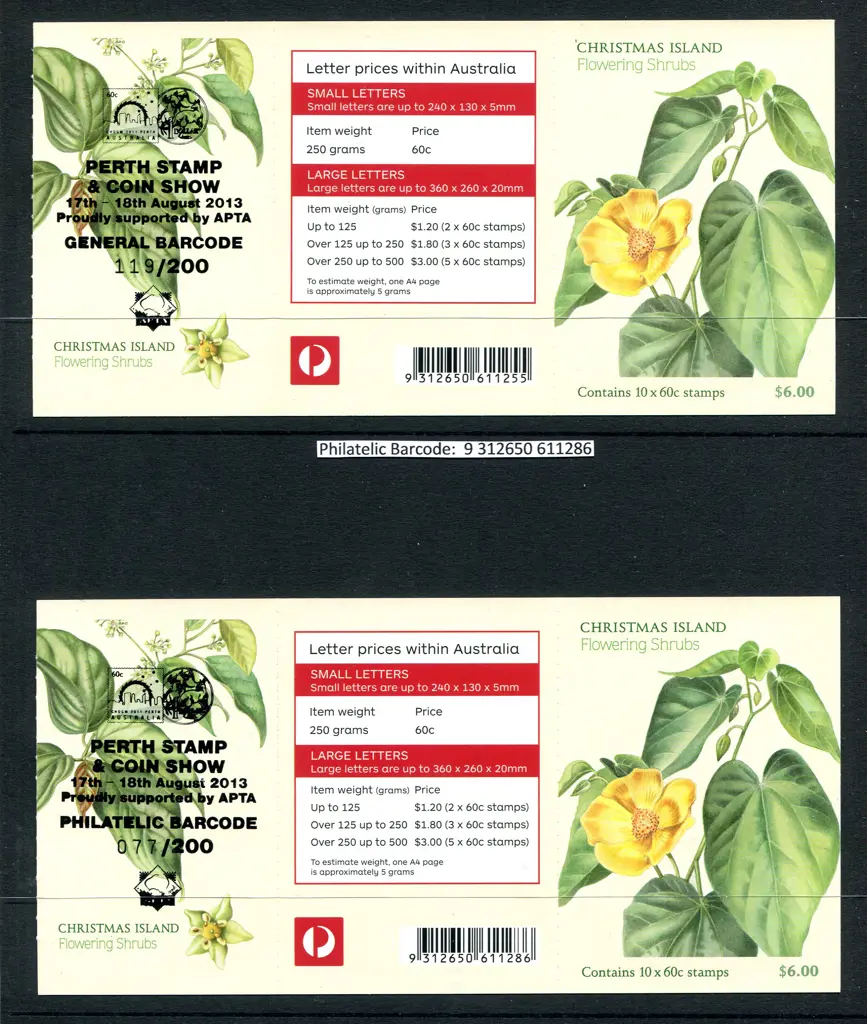 2013 $6 Christmas Island Flowering Shrubs S/A ... Image 1++