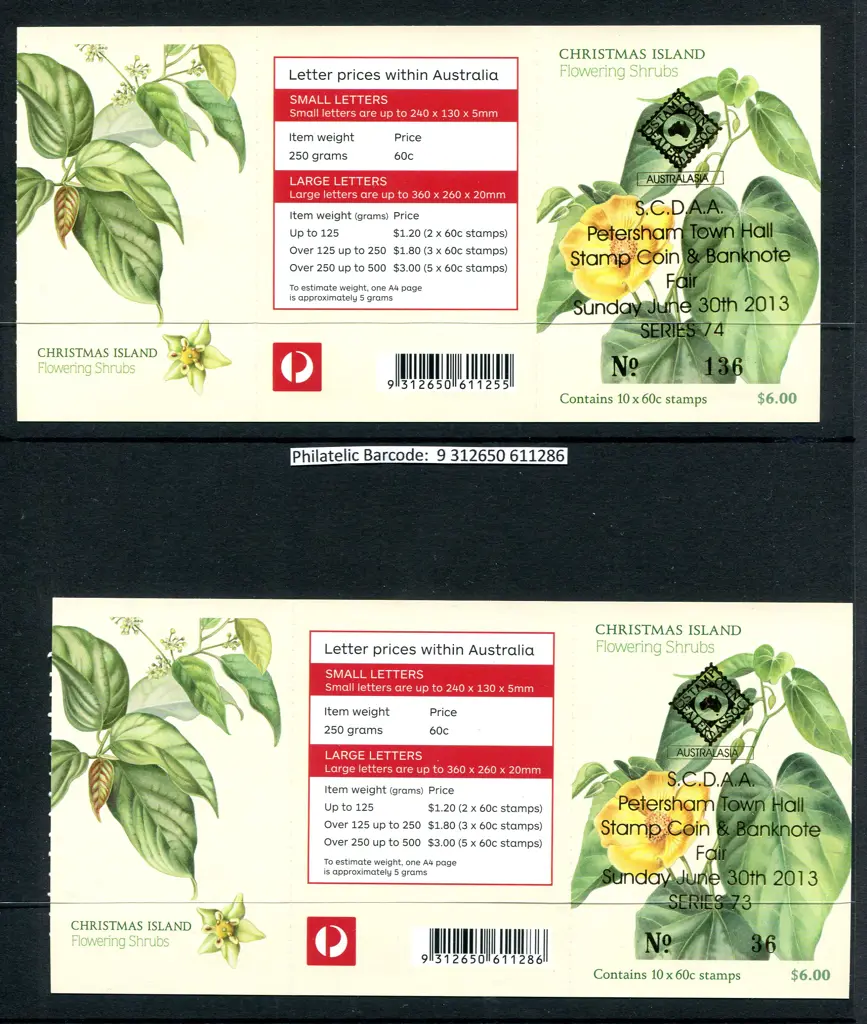 2013 $6 Flowering Shrubs S/A booklets overprinted ... Image 1++
