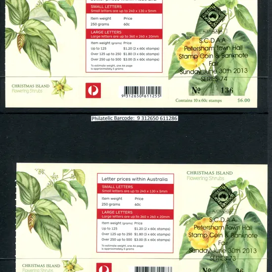 2013 $6 Flowering Shrubs S/A booklets overprinted ...