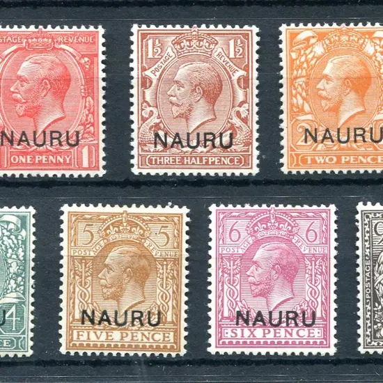 1916/23 "NAURU" ovpts on GB KGV set to 1/-, ½d ...