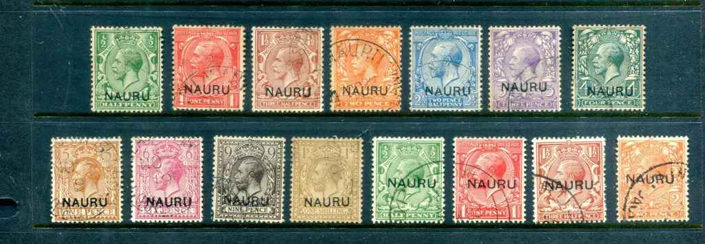 1916/23 "NAURU" ovpts on GB KGV to 1/- plus ... Image 1++