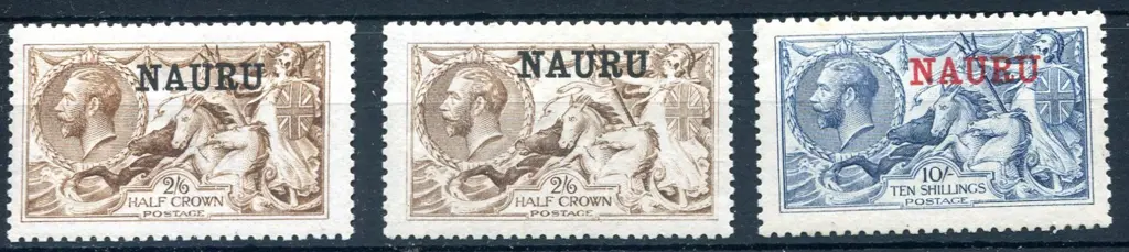 1916/23 "NAURU" ovpts on GB 2/6d Seahorses, DLR ... Image 1++