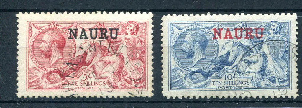 1916/23 "NAURU" ovpts on GB 5/- bright carmine & ... Image 1++