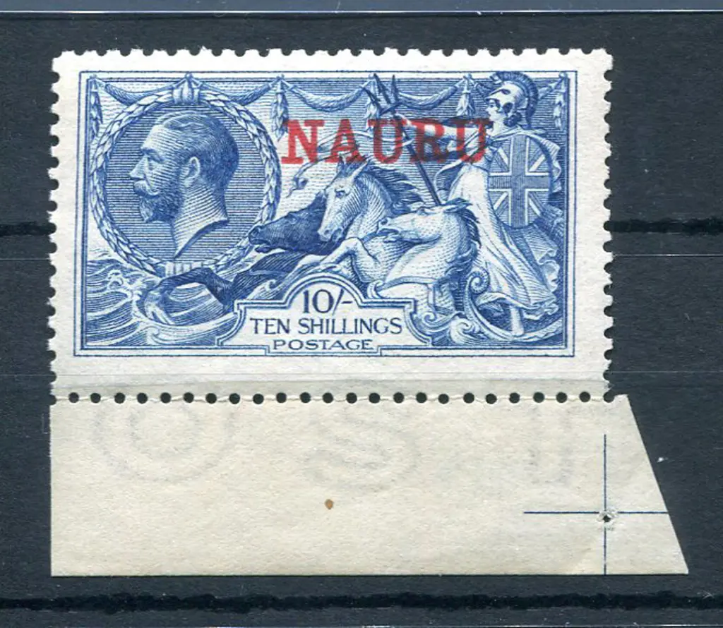 1916/23 "NAURU" ovpt on GB 10/- deep bright blue ... Image 1++
