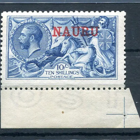 1916/23 "NAURU" ovpt on GB 10/- deep bright blue ...