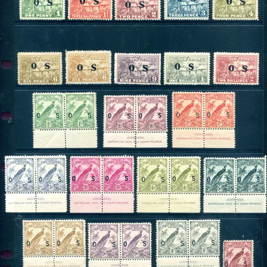 1925/28 Huts to 2/- ovptd "OS" incl both 6d shades ...