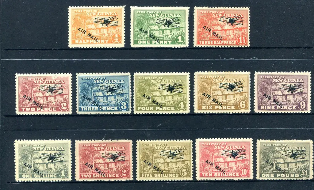 1931 Huts ovptd "AIR MAIL" to £1. Surface thin on ... Image 1++