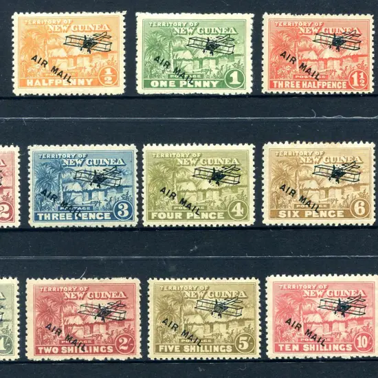 1931 Huts ovptd "AIR MAIL" to £1. Surface thin on ...