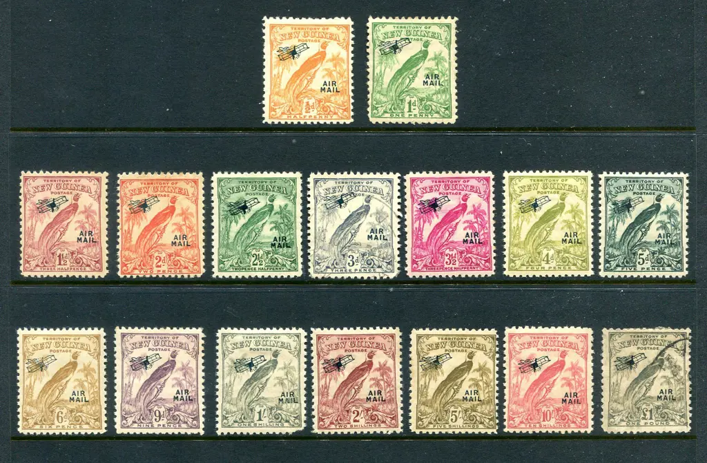 1932/34 "AIR MAIL" ovpts on undated BOP set of 16 ... Image 1++