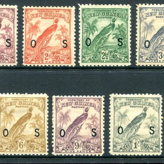 1932/34 BOP undated bird set of 13 ovptd "OS". ...