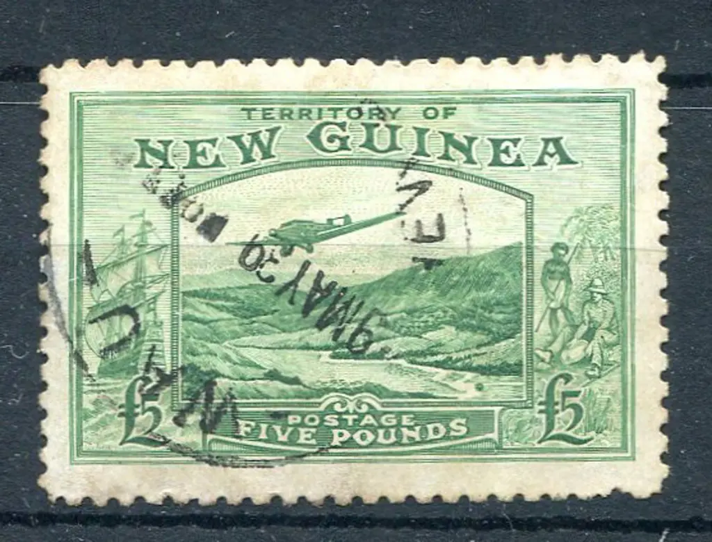 1935 £5 emerald-green Bulolo Goldfields Airmail ... Image 1++