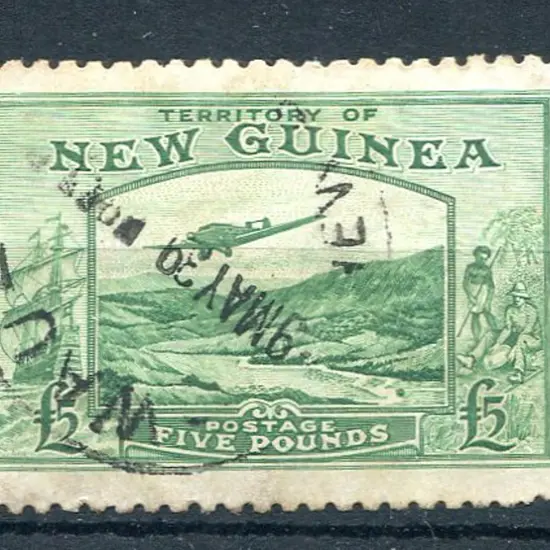 1935 £5 emerald-green Bulolo Goldfields Airmail ...