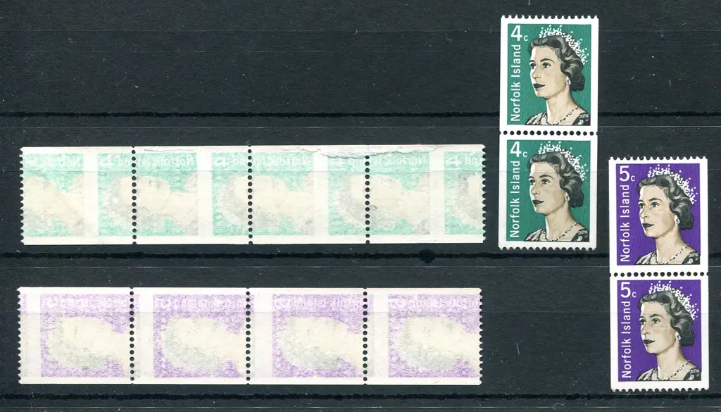 1968 4c & 5c QEII Coil strips of 4 with impressive ... Image 1++