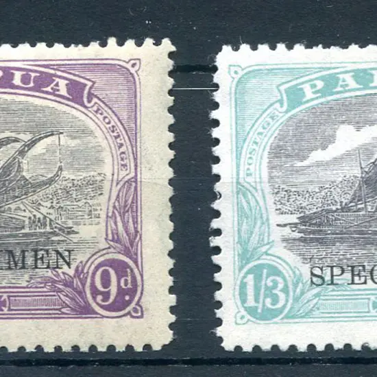 1932 9d & 1/3d Lakatoi, CofA wmk ovptd "SPECIMEN". ...