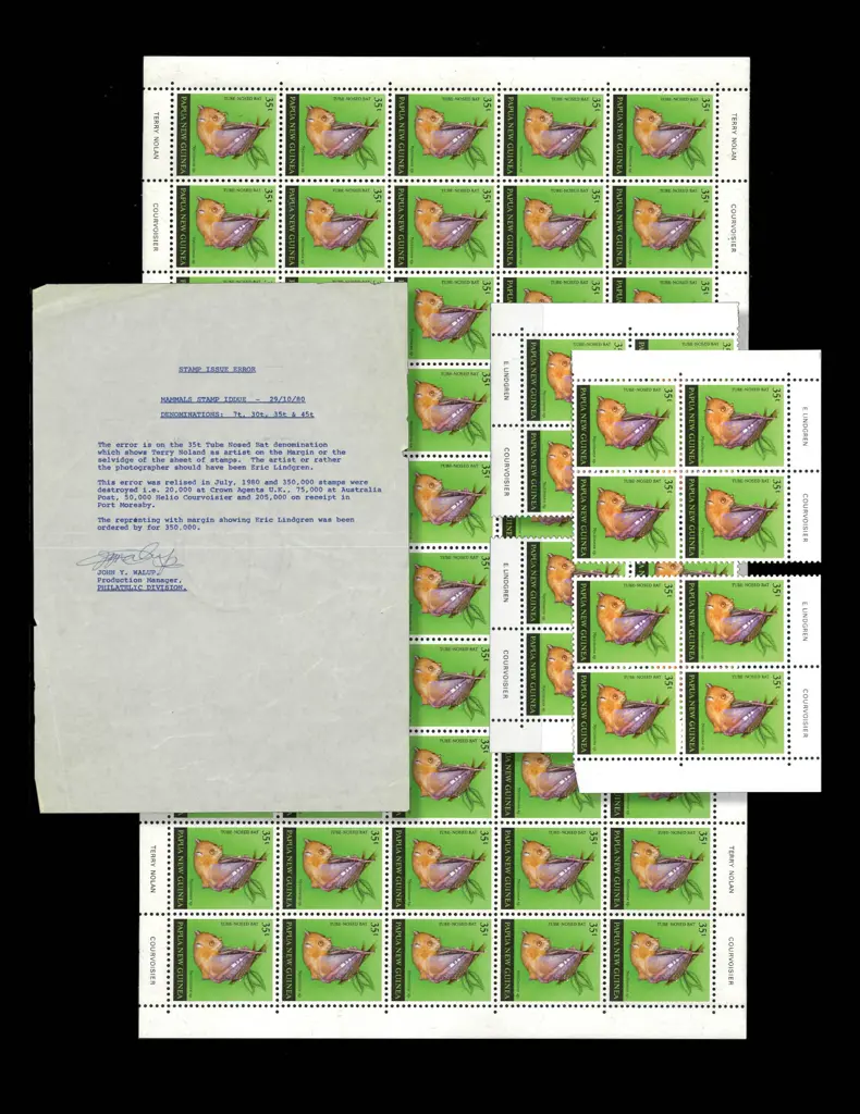 1980 35t Tube Nosed Bat complete sheet of 50 with ... Image 1++