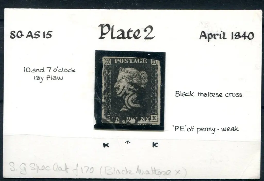 1840 1d intense black, plate 2 F/U but neat corner ... Image 1++