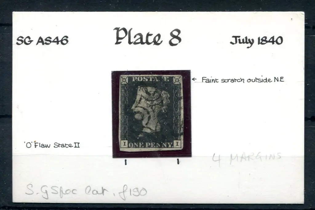 1840 1d intense black, plate 8 with 4 close but ... Image 1++