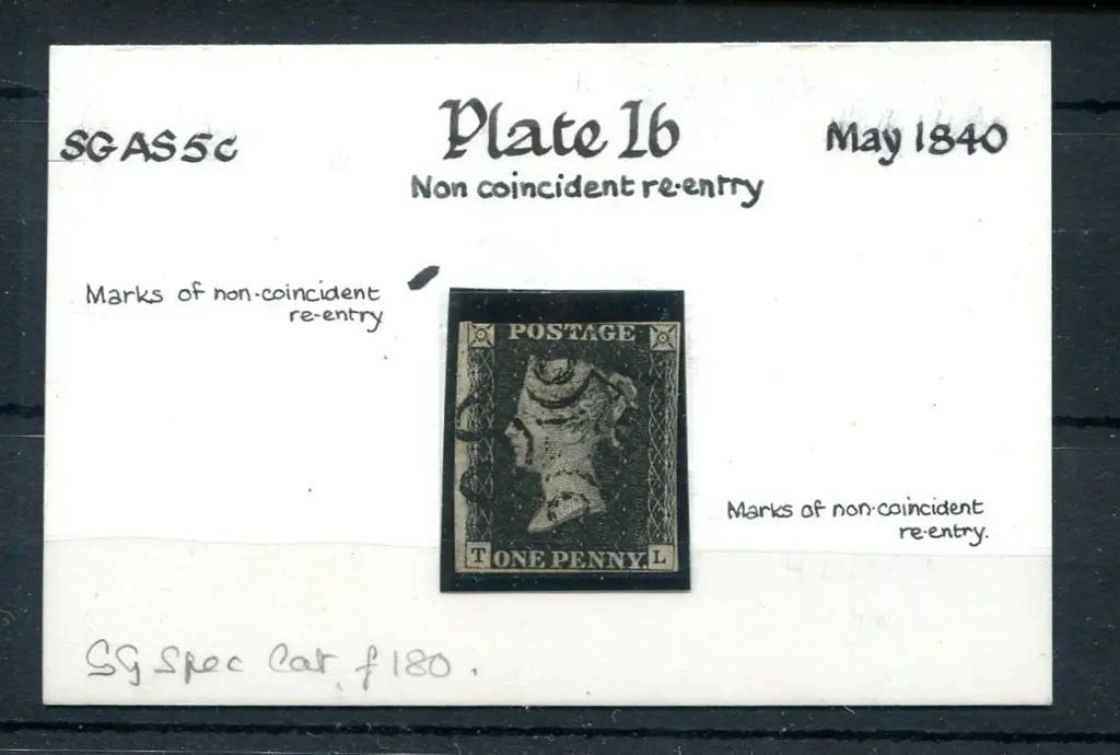 1840 1d black, plate 1b with 3 margins, one tight ... Image 1++