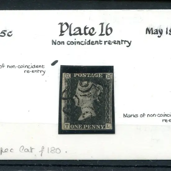 1840 1d black, plate 1b with 3 margins, one tight ...